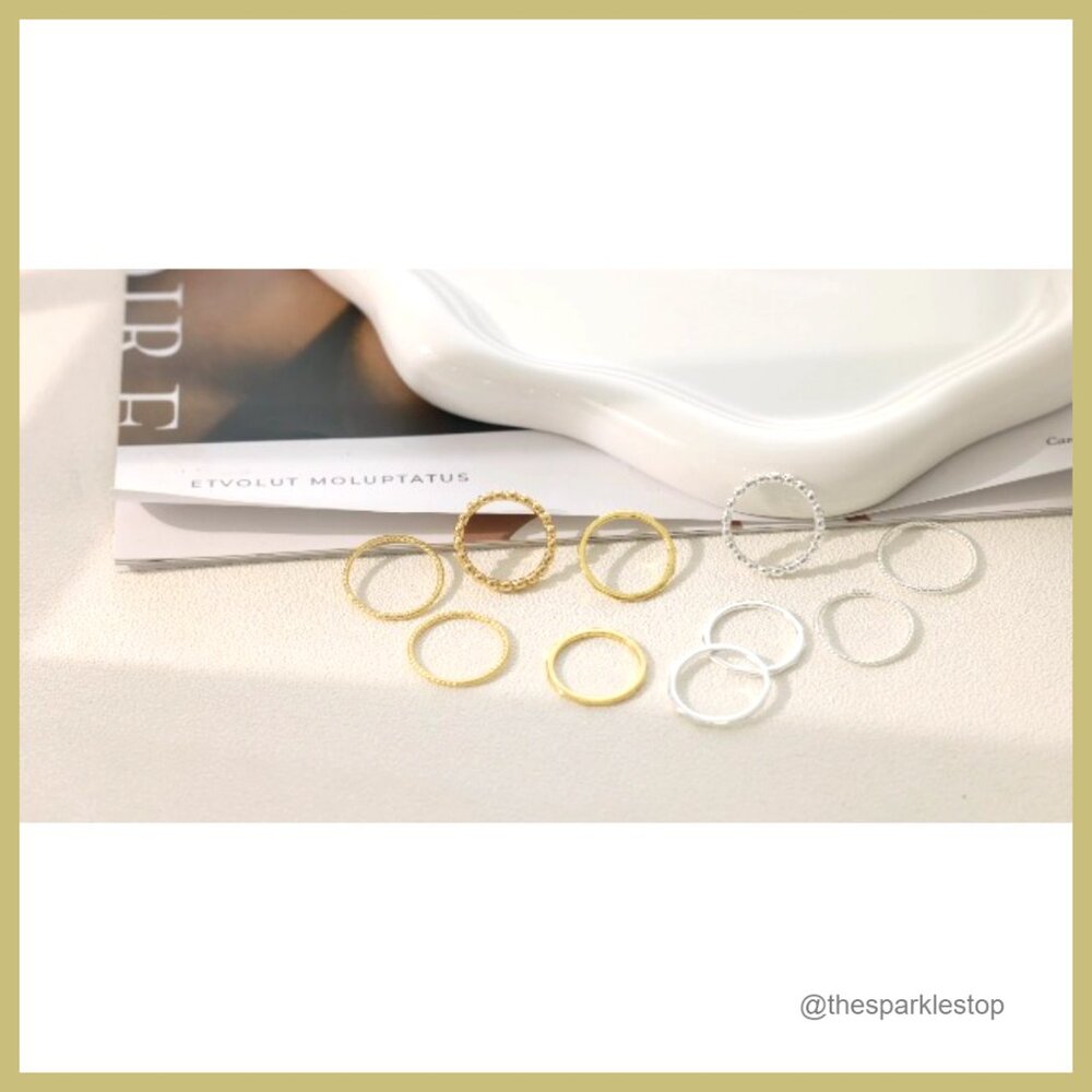 14k Gold Plated Stackable Ring Set, Hypoallergeni… - image 7